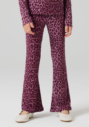Name It Kid Girl Nuni Animal Print Flare Pant, Wine