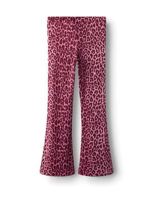 Name It Kid Girl Nuni Animal Print Flare Pant, Wine