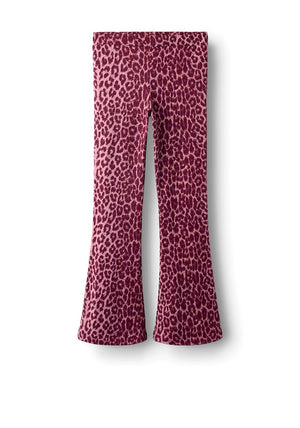 Name It Kid Girl Nuni Animal Print Flare Pant, Wine