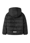 Name It Kid Boy Marble Hooded Puffer Coat, Black