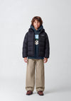 Name It Kid Boy Marble Hooded Puffer Coat, Black