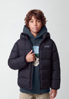 Name It Kid Boy Marble Hooded Puffer Coat, Black