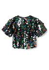 Name It Kid Girl Requin Short Sleeve Disc Sequin Top, Black