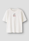 Name It Kid Girl Karina Cherry Short Sleeve Tee, Off White