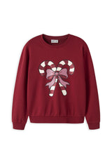 Name It Kid Girl Vertrud Candy Cane Long Sleeve Sweater, Red