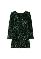 Name It Kid Girl Rusitta Sequin Long Sleeve Dress, Green