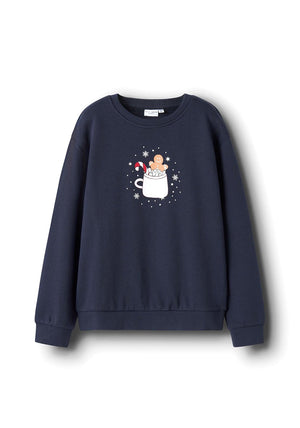 Name It Kid Girl Christmas Long Sleeve Sweater, Navy