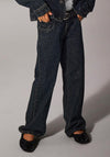 Name It Kid Girl Rose Wide Leg Rhinestone Jeans, Dark Blue