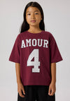 Name It Kid Girl Rhinestone Short Sleeve Tee, Wine