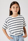 Name It Kid Girl Funion Short Sleeve Crop Top, Jet Stream