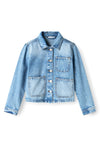 Name It Kid Girl Faria Long Sleeve Denim Jacket, Light Blue
