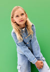 Name It Kid Girl Faria Long Sleeve Denim Jacket, Light Blue