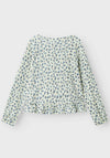 Name It Kid Girl Biba Long Sleeve Floral Top, Cloud Dancer