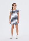 Name It Kid Girl Mie Stripe Short Sleeve Dress, White