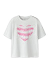 Name It Kid Girl Fahiraz Heart Short Sleeve Tee, White