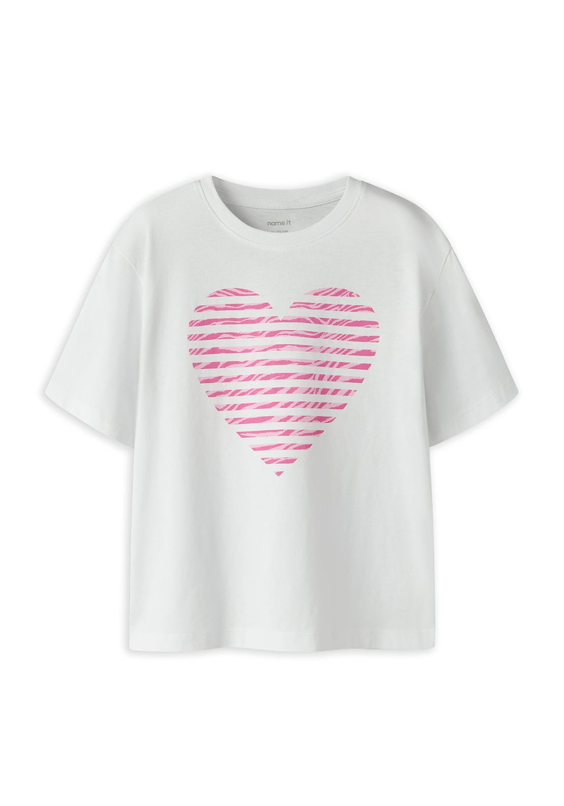 Name It Kid Girl Fahiraz Heart Short Sleeve Tee, White