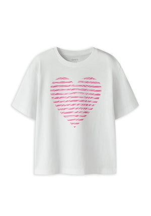 Name It Kid Girl Fahiraz Heart Short Sleeve Tee, White