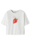 Name It Kid Girl Farinaz Strawberry Short Sleeve Tee, White