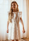Name It Kid Girl Floral Frill Sleeve Dress, White