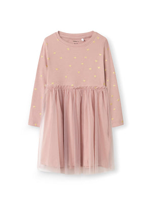 Name It Mini Girl Adja Tulle Long Sleeve Dress, Pink