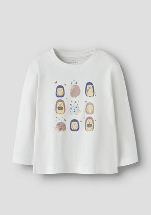 Name It Mini Girl Veen Long Sleeve Top, White