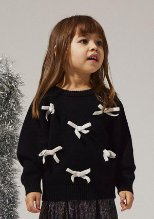 Name It Mini Girl Ronja Long Sleeve Knit Jumper, Black