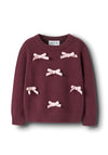 Name It Mini Girl Ronja Long Sleeve Knit Jumper, Wine