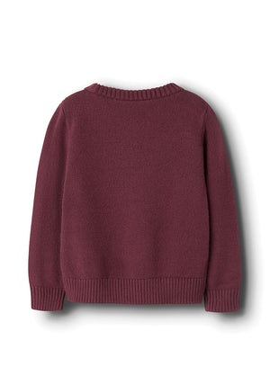 Name It Mini Girl Ronja Long Sleeve Knit Jumper, Wine