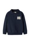 Name It Mini Boy Lev Long Sleeve Polo Sweater, Navy