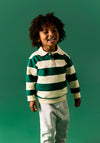 Name It Mini Boy Lev Long Sleeve Polo Sweater, Green