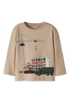 Name It Mini Boy Nick Construction Long Sleeve Top, Beige