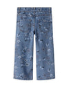 Name It Mini Girl Rose Floral Wide Leg Jean, Blue