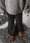 Name It Mini Girl Roisin Glitter Flare Trouser, Black