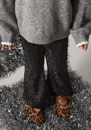 Name It Mini Girl Roisin Glitter Flare Trouser, Black