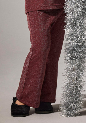 Name It Mini Girl Roisin Glitter Flare Trouser, Wine