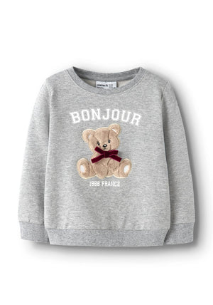 Name It Mini Girl Teddy Long Sleeve Sweater, Grey