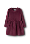 Name It Mini Girl Veloa Long Sleeve Velour Dress, Wine