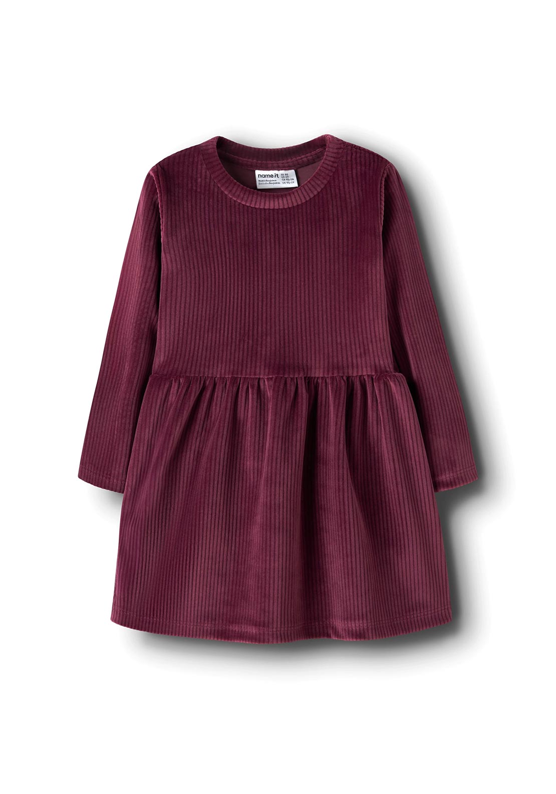 Name It Mini Girl Veloa Long Sleeve Velour Dress, Wine