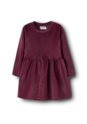 Name It Mini Girl Veloa Long Sleeve Velour Dress, Wine