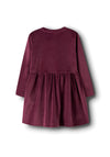Name It Mini Girl Veloa Long Sleeve Velour Dress, Wine