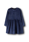 Name It Mini Girl Veloa Long Sleeve Velour Dress, Navy