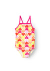 Name It Mini Girl Zille Heart Swimsuit, Bright White