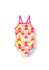 Name It Mini Girl Zille Heart Swimsuit, Bright White