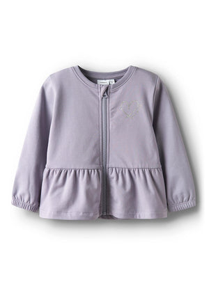 Name It Mini Girl Taika Full Zip Sweater, Lilac