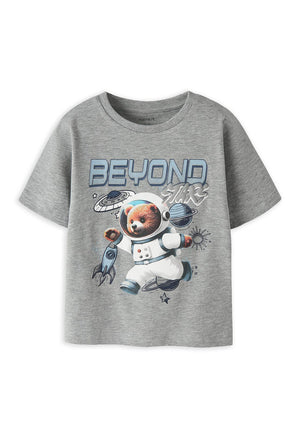 Name It Mini Boy Difus Space Teddy Short Sleeve Tee, Grey