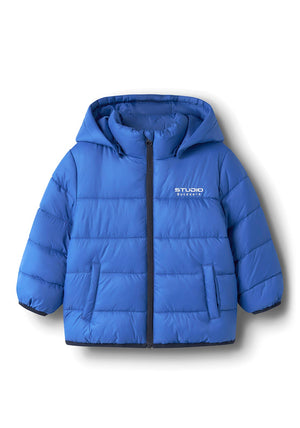 Name It Mini Boy Marble Padded Coat, Blue