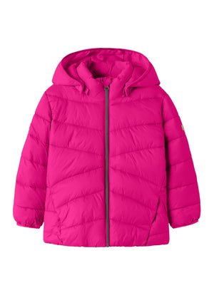 Name It Mini Girl Marble Hooded Coat, Pink
