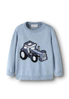 Name It Mini Boy Levon Tractor Long Sleeve Knit Jumper, Blue