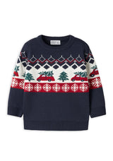 Name It Mini Boy Rissi Long Sleeve Knit Jumper, Navy