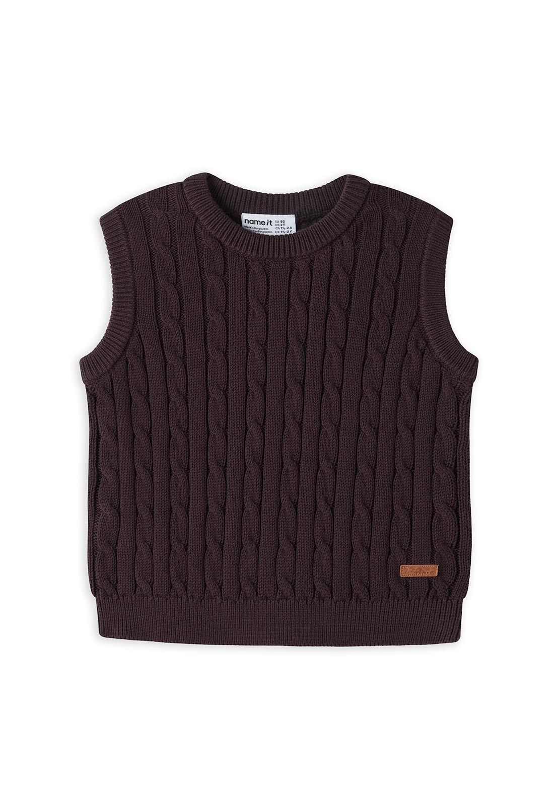 Name It Mini Boy Raffat Knit Vest, Brown
